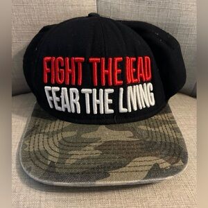 The Walking Dead Black/ Camouflage Cap with Red and White Text